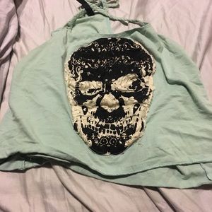 Mint green Skull crop top